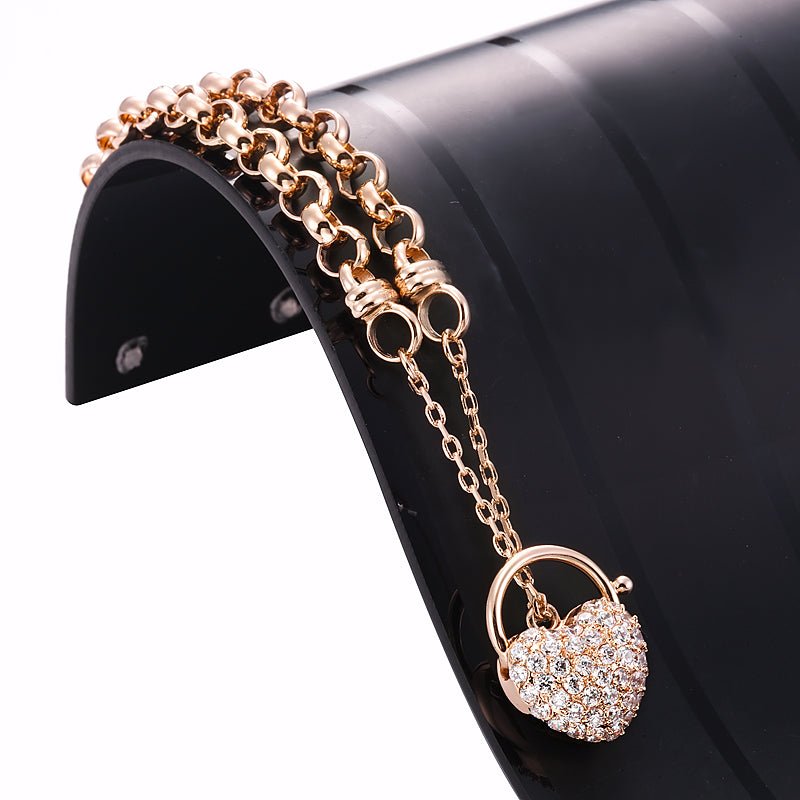 18ct Heavy Rose Gold Plated 6mm Belcher Chain Bracelet Featuring a Simulated Diamond Locket - USA Made - Brands N More