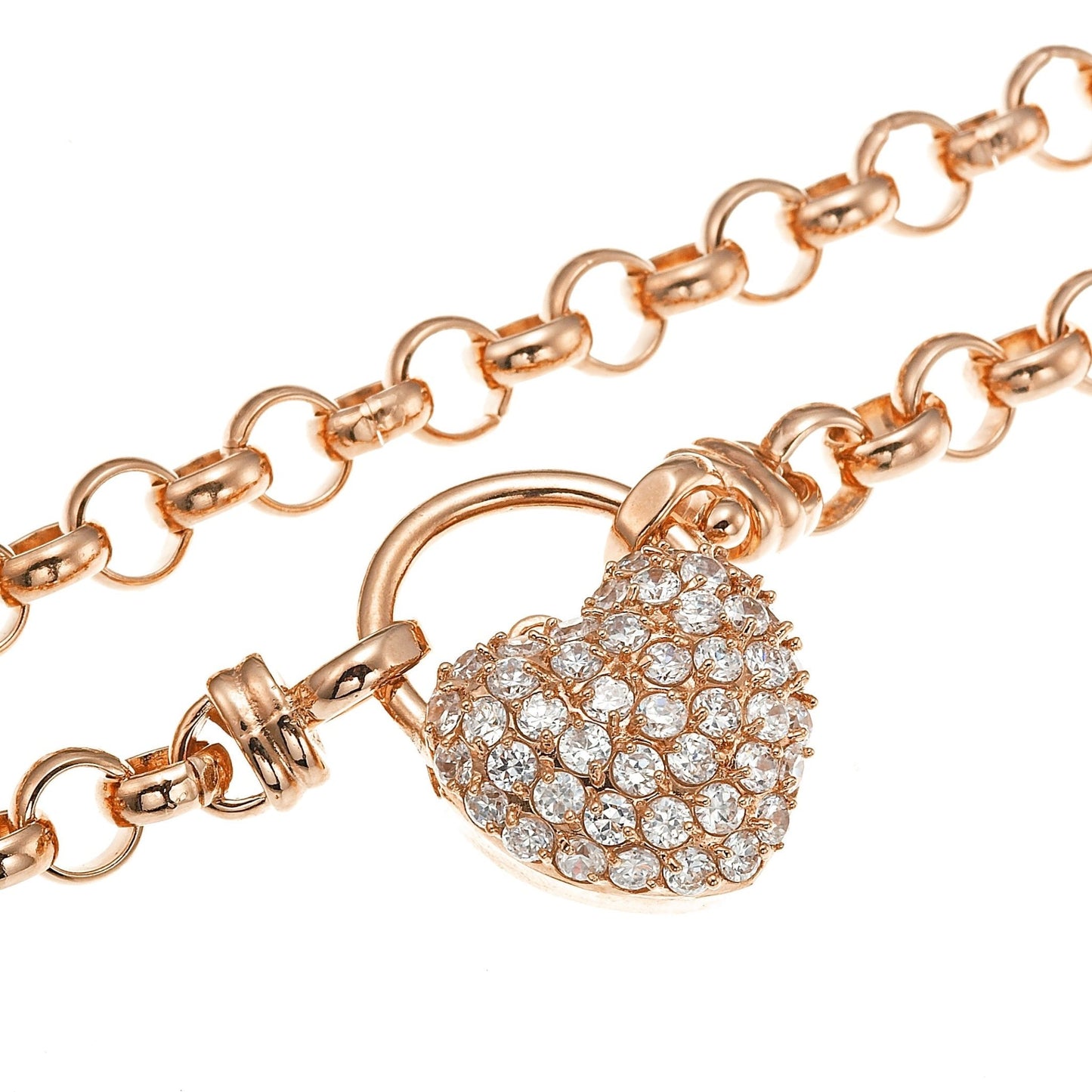 18ct Heavy Rose Gold Plated 6mm Belcher Chain Necklace Featuring a Simulated Diamond Locket - USA Made - Brands N More