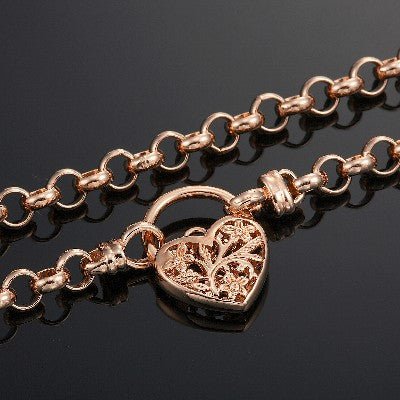 18ct Heavy Rose Gold Plated 6mm Belcher Chain Necklace with a Filigree Locket - USA Made - Brands N More
