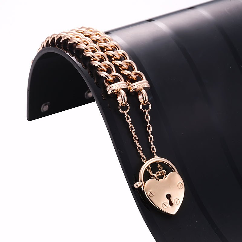 18ct Heavy Rose Gold Plated Euro Chain Bracelet Featuring a Plain Locket - USA Made - Brands N More