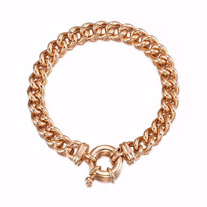 18ct Heavy Rose Gold Plated Euro Chain Bracelet with Bolt Clasp - USA Made - Brands N More