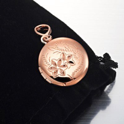 18ct Heavy Rose Gold Plated Round Locket Pendant - USA Made - Brands N More