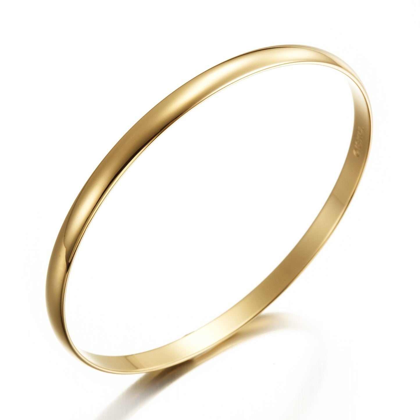 18ct Heavy Yellow Gold Plated 5mm Plain Bangle - USA Made - Brands N More