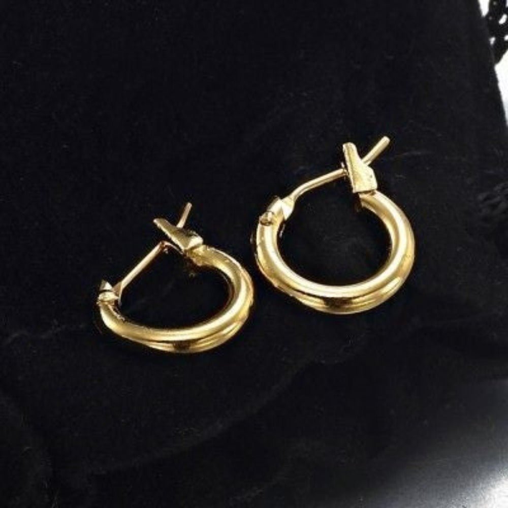 18ct Heavy Yellow Gold Plated 6mm (Babies) & 9mm (Children's) Hoop Earrings - USA Made - Brands N More