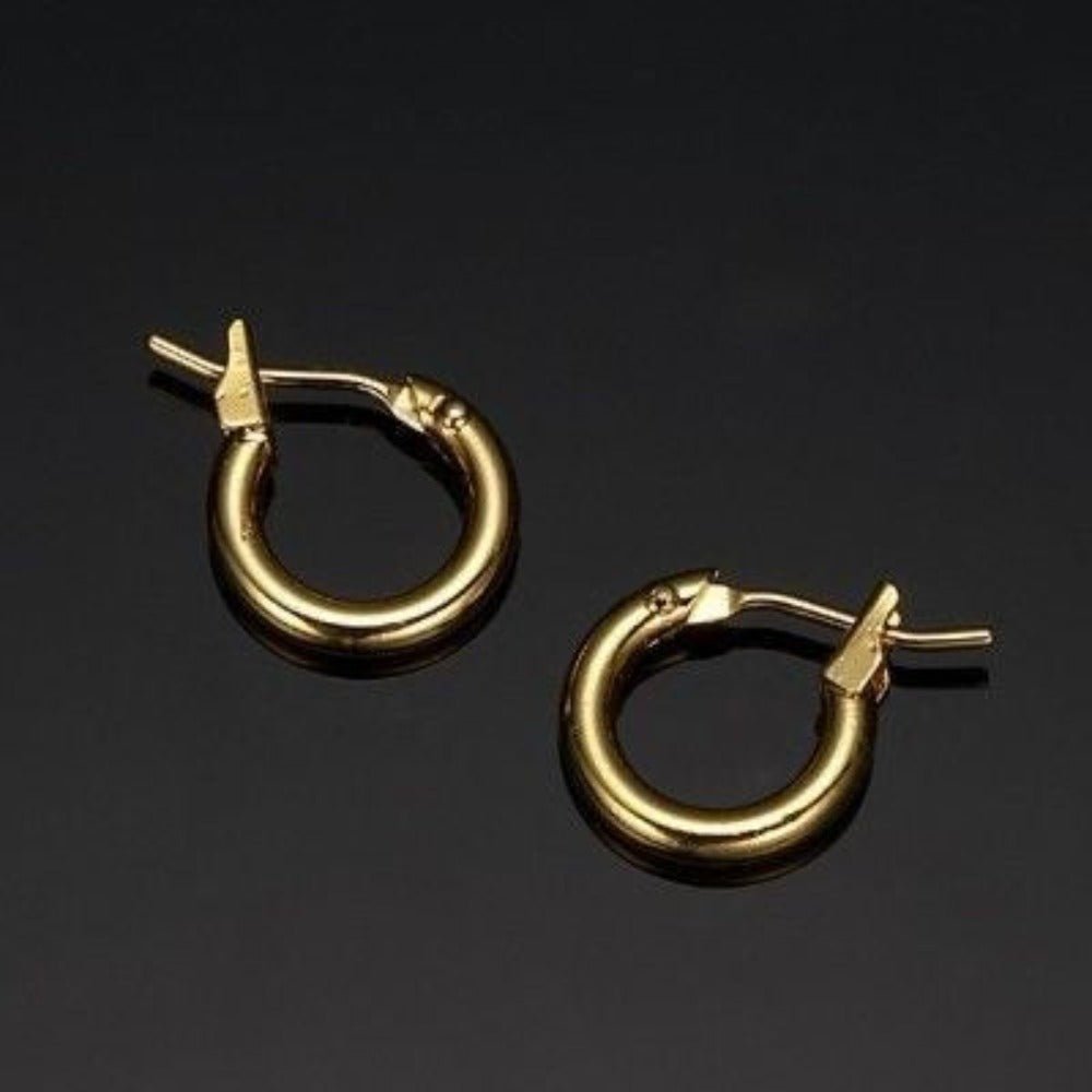 18ct Heavy Yellow Gold Plated 6mm (Babies) & 9mm (Children's) Hoop Earrings - USA Made - Brands N More