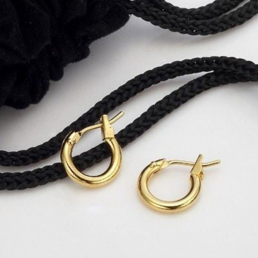 18ct Heavy Yellow Gold Plated 6mm (Babies) & 9mm (Children's) Hoop Earrings - USA Made - Brands N More