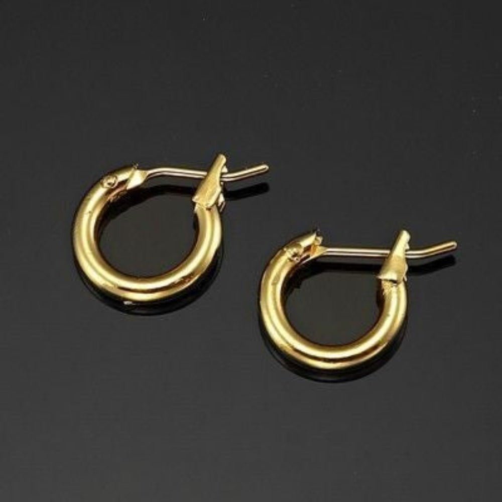 18ct Heavy Yellow Gold Plated 6mm (Babies) & 9mm (Children's) Hoop Earrings - USA Made - Brands N More