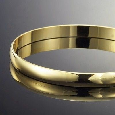 18ct Heavy Yellow Gold Plated 7mm Plain Bangle - USA Made - Brands N More