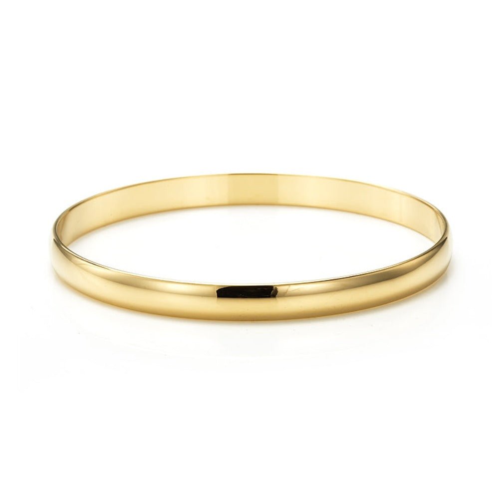 18ct Heavy Yellow Gold Plated 7mm Plain Bangle - USA Made - Brands N More