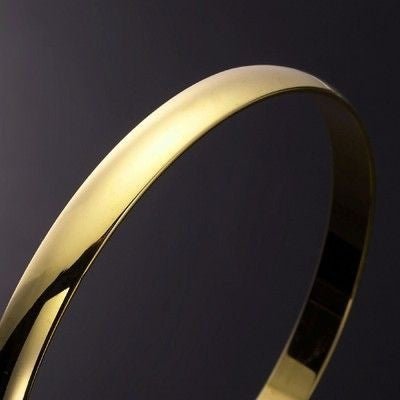 18ct Heavy Yellow Gold Plated 7mm Plain Bangle - USA Made - Brands N More