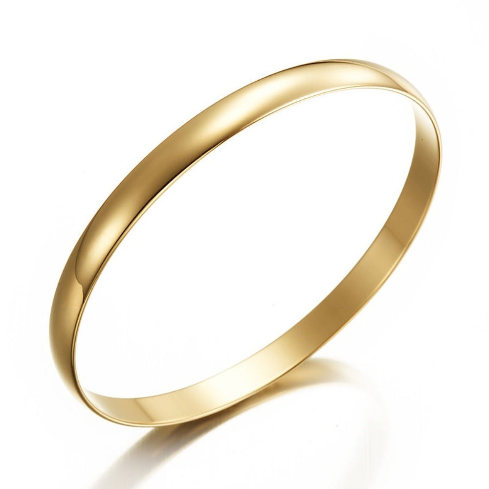 18ct Heavy Yellow Gold Plated 7mm Plain Bangle - USA Made - Brands N More