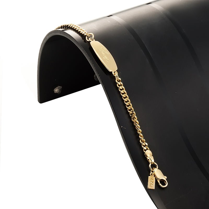 18ct Heavy Yellow Gold Plated Baby ID Bracelet with Parrot Clasp - USA Made - Brands N More