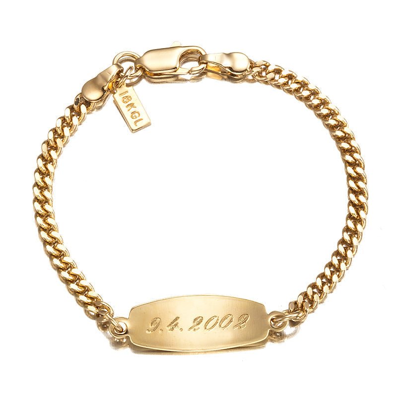 18ct Heavy Yellow Gold Plated Baby ID Bracelet with Parrot Clasp - USA Made - Brands N More
