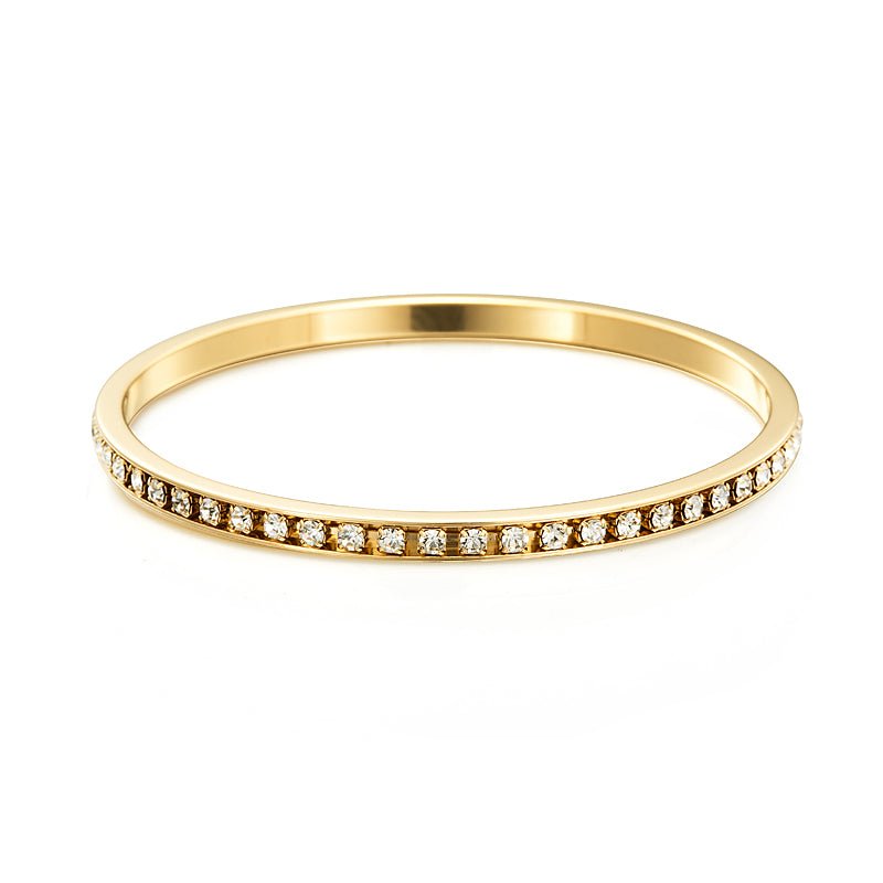 18ct Heavy Yellow Gold Plated Bangle Made with SWAROVSKI® Crystals - Brands N More