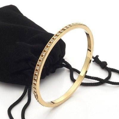 18ct Heavy Yellow Gold Plated Bangle Made with SWAROVSKI® Crystals - Brands N More