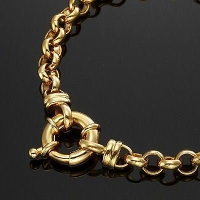 18ct Heavy Yellow Gold Plated Belcher Chain Bracelet with Bolt Clasp - Brands N More