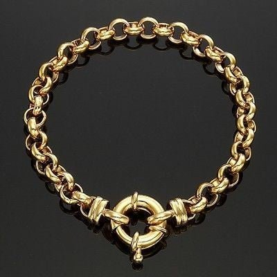 18ct Heavy Yellow Gold Plated Belcher Chain Bracelet with Bolt Clasp - Brands N More