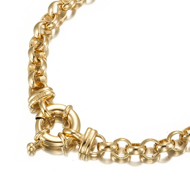 18ct Heavy Yellow Gold Plated Belcher Chain Bracelet with Bolt Clasp - Brands N More