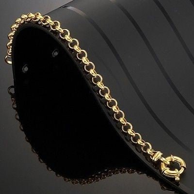 18ct Heavy Yellow Gold Plated Belcher Chain Bracelet with Bolt Clasp - Brands N More