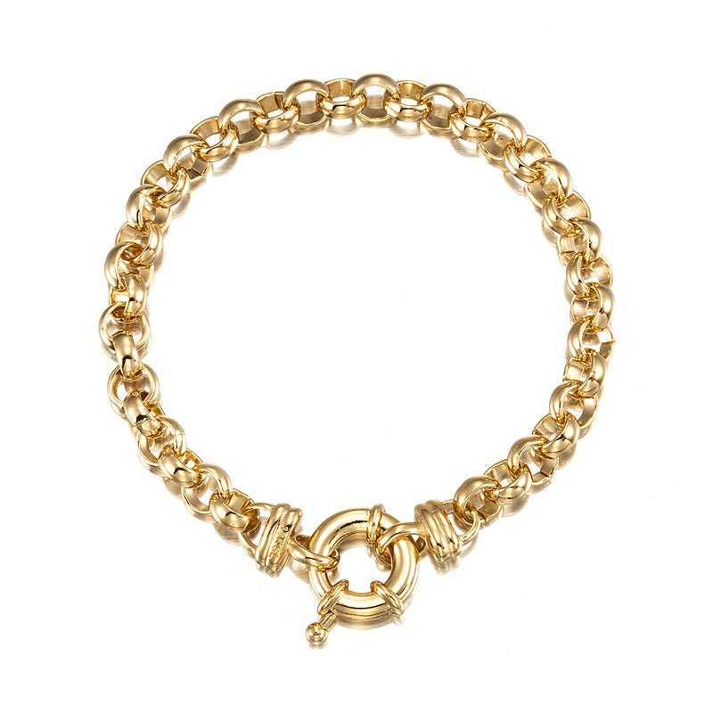 18ct Heavy Yellow Gold Plated Belcher Chain Bracelet with Bolt Clasp - Brands N More