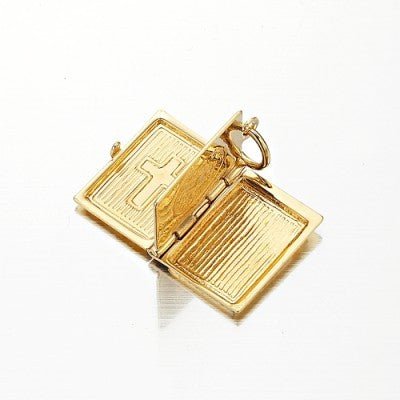 18ct Heavy Yellow Gold Plated Bible Pendant (Opens with 1 bible page) - USA Made - Brands N More
