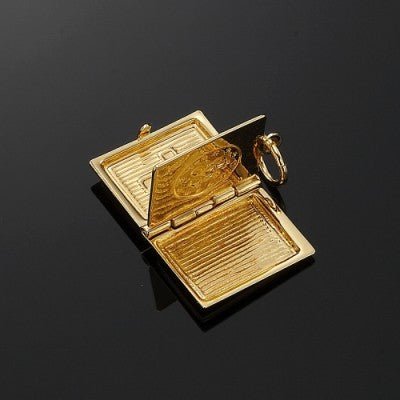 18ct Heavy Yellow Gold Plated Bible Pendant (Opens with 1 bible page) - USA Made - Brands N More
