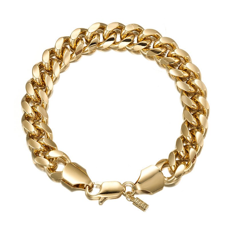 18ct Heavy Yellow Gold Plated Curb Chain Bracelet with Lobster Clasp - USA Made - Brands N More