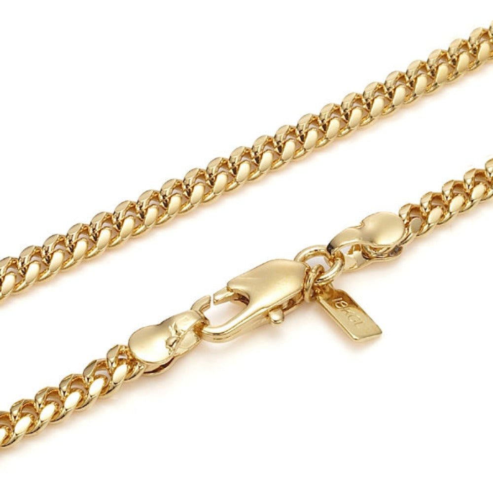 18ct Heavy Yellow Gold Plated Curb Chain Necklace with Lobster Clasp - USA Made - Brands N More