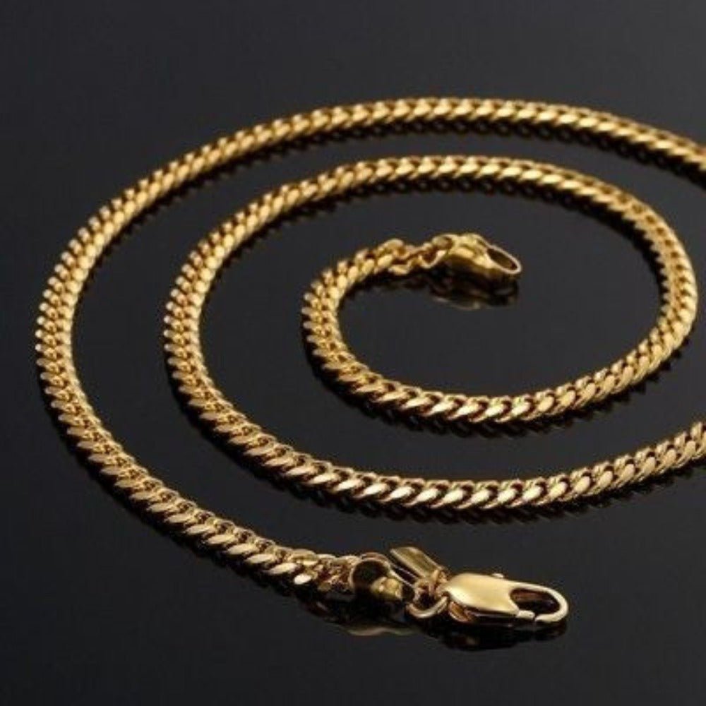 18ct Heavy Yellow Gold Plated Curb Chain Necklace with Lobster Clasp - USA Made - Brands N More