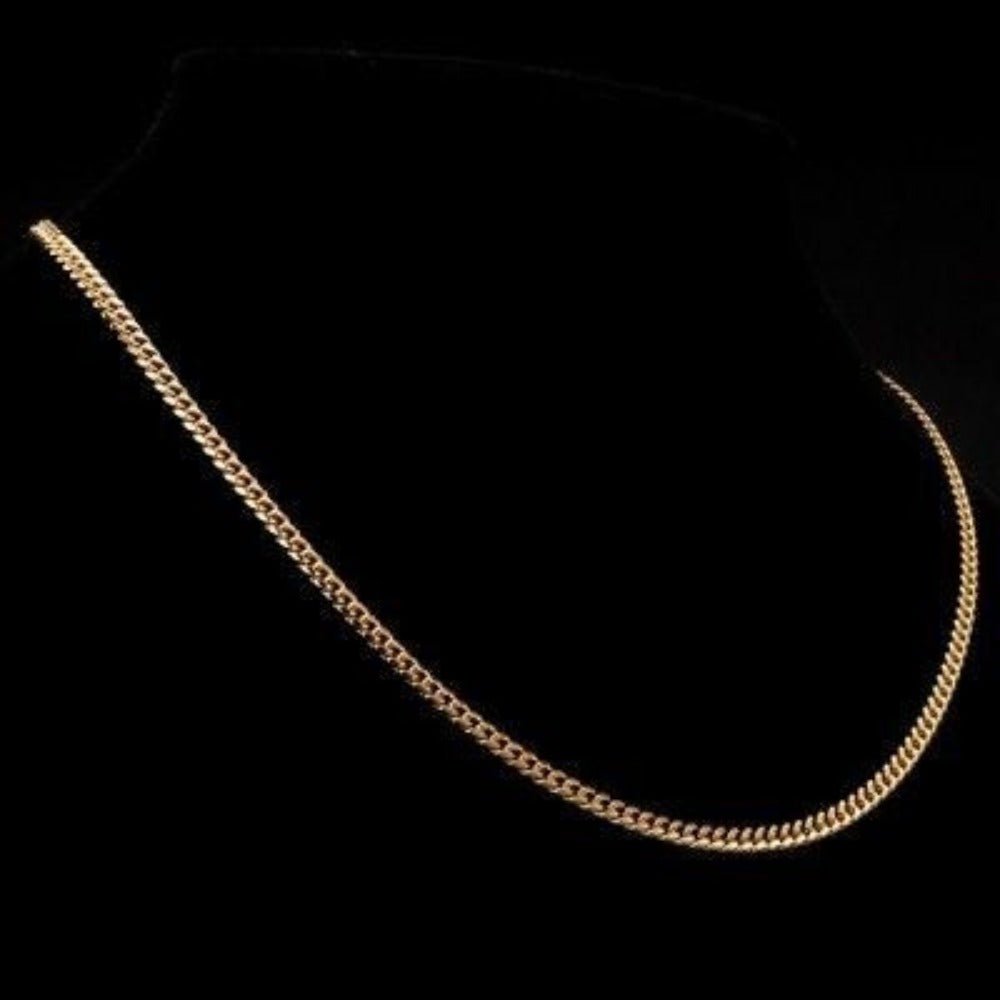 18ct Heavy Yellow Gold Plated Curb Chain Necklace with Lobster Clasp - USA Made - Brands N More