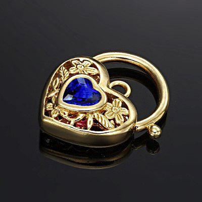 18ct Heavy Yellow Gold Plated Dark Blue Filigree Heart Locket - USA Made - Brands N More