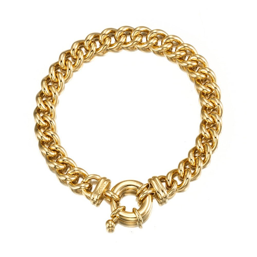 18ct Heavy Yellow Gold Plated Euro Chain Bracelet with Bolt Clasp - USA Made - Brands N More