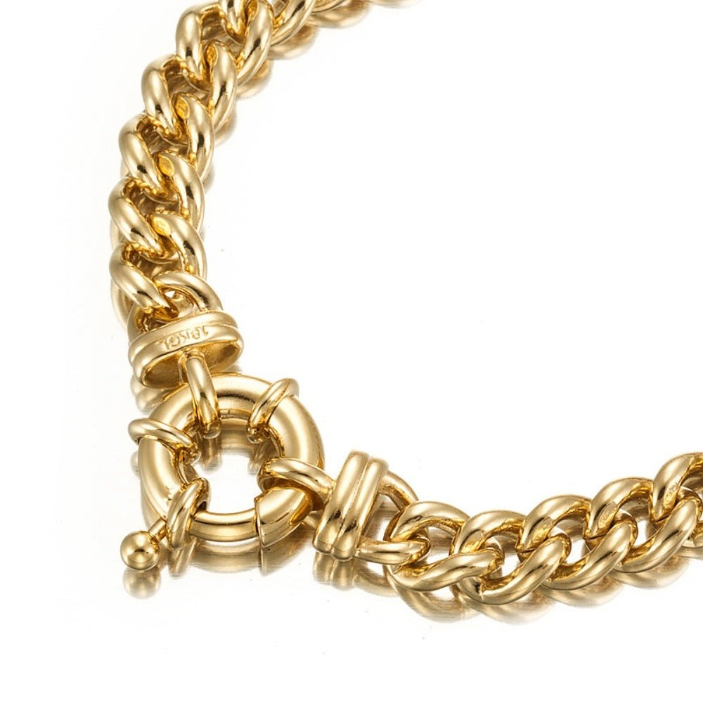 18ct Heavy Yellow Gold Plated Euro Chain Bracelet with Bolt Clasp - USA Made - Brands N More
