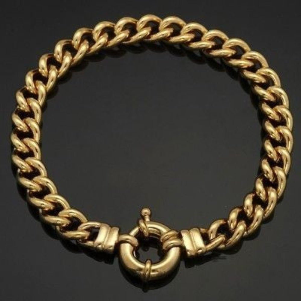 18ct Heavy Yellow Gold Plated Euro Chain Bracelet with Bolt Clasp - USA Made - Brands N More