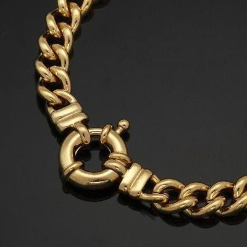18ct Heavy Yellow Gold Plated Euro Chain Bracelet with Bolt Clasp - USA Made - Brands N More