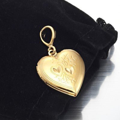 18ct Heavy Yellow Gold Plated Heart Locket Pendant - USA Made - Brands N More