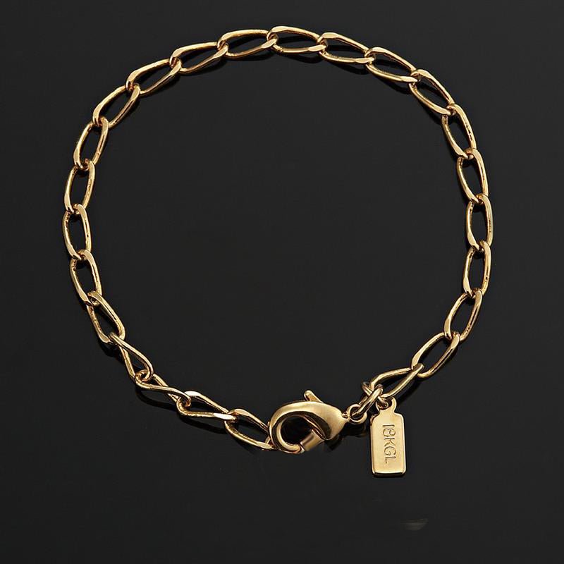 18ct Heavy Yellow Gold Plated Le Mans Child Bracelet with Lobster Clasp - USA Made - Brands N More