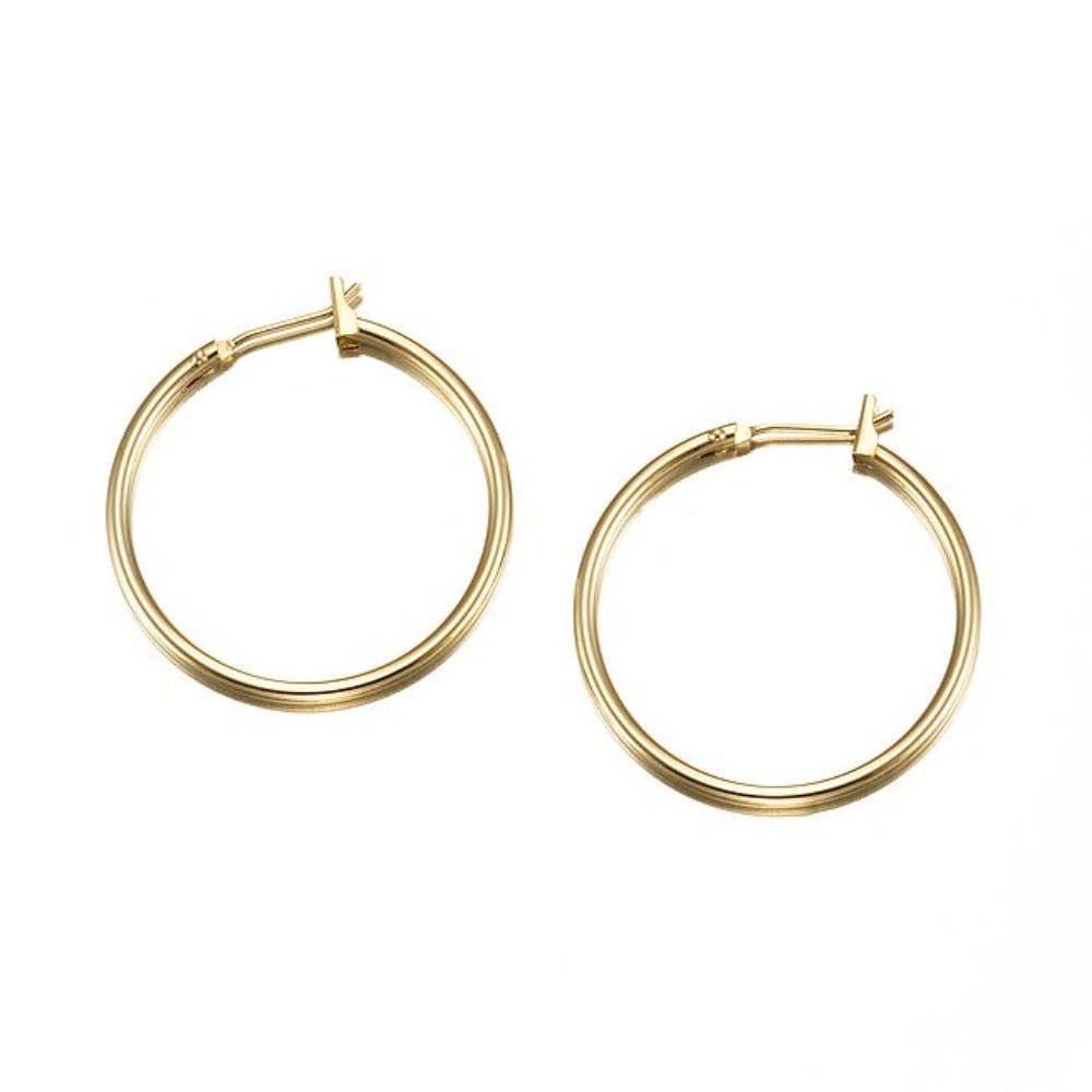 18ct Heavy Yellow Gold Plated Medium 30mm Hoop Earrings - Brands N More