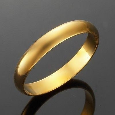 18ct Heavy Yellow Gold Plated Men's 4mm Band Ring - USA MADE - Brands N More