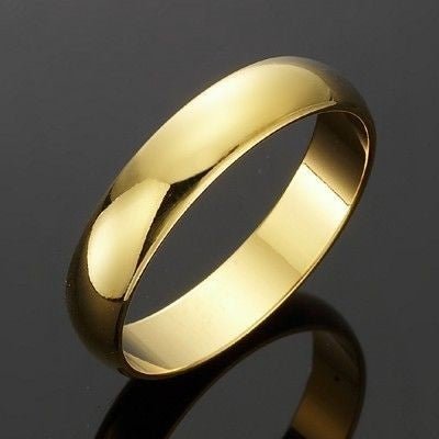 18ct Heavy Yellow Gold Plated Men's 5mm Band Ring - USA MADE - Brands N More