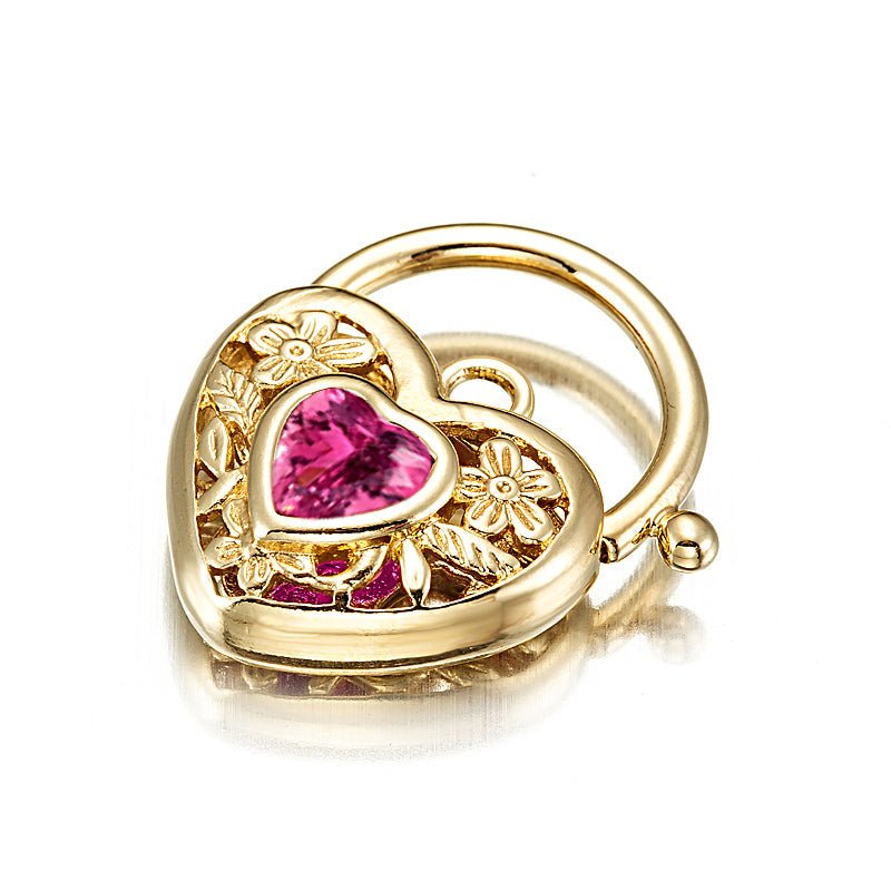 18ct Heavy Yellow Gold Plated Pink Filigree Heart Locket - USA Made - Brands N More