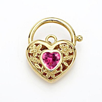 18ct Heavy Yellow Gold Plated Pink Filigree Heart Locket - USA Made - Brands N More
