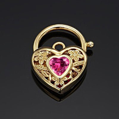 18ct Heavy Yellow Gold Plated Pink Filigree Heart Locket - USA Made - Brands N More