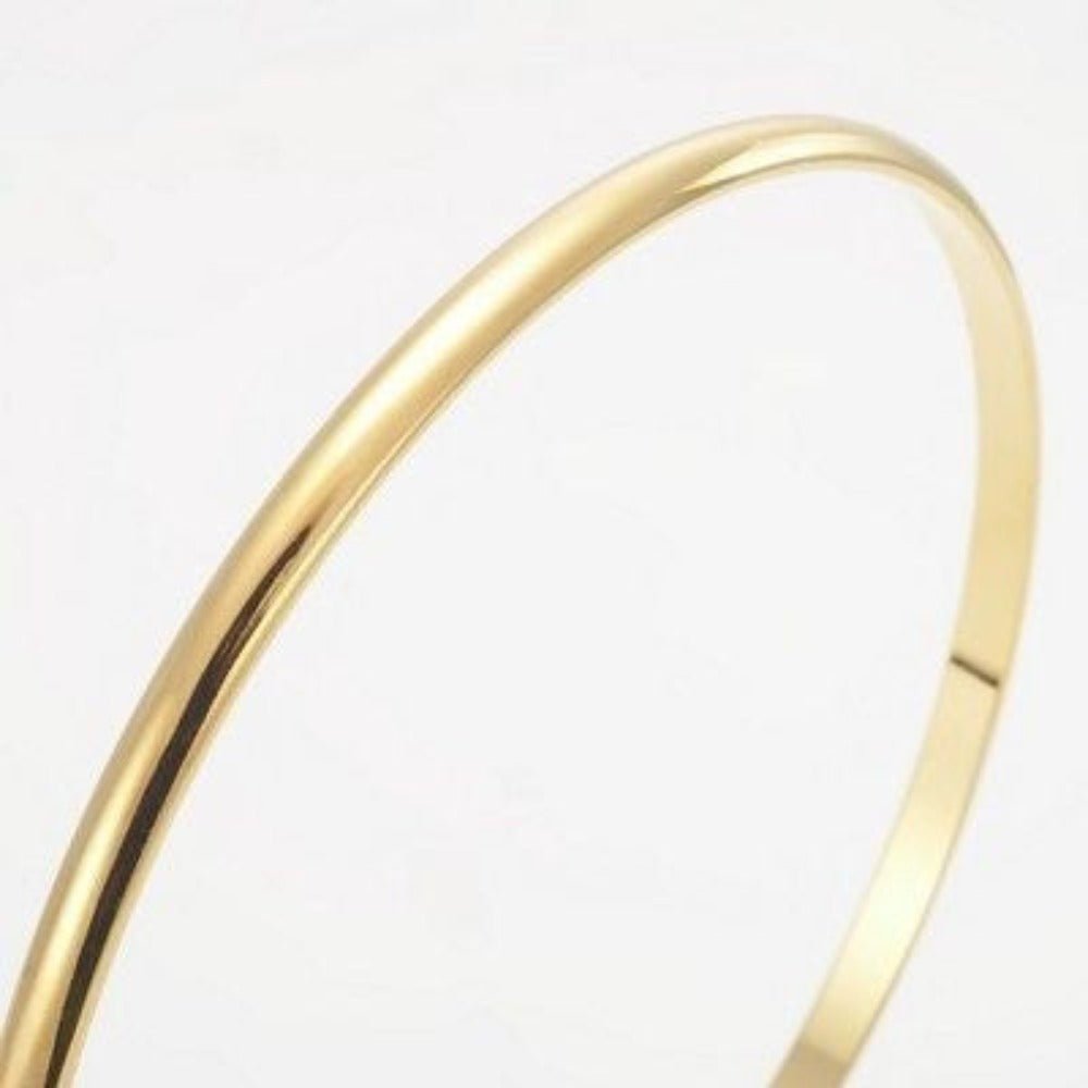 18ct Heavy Yellow Gold Plated Plain 3mm Bangle - USA Made - Brands N More