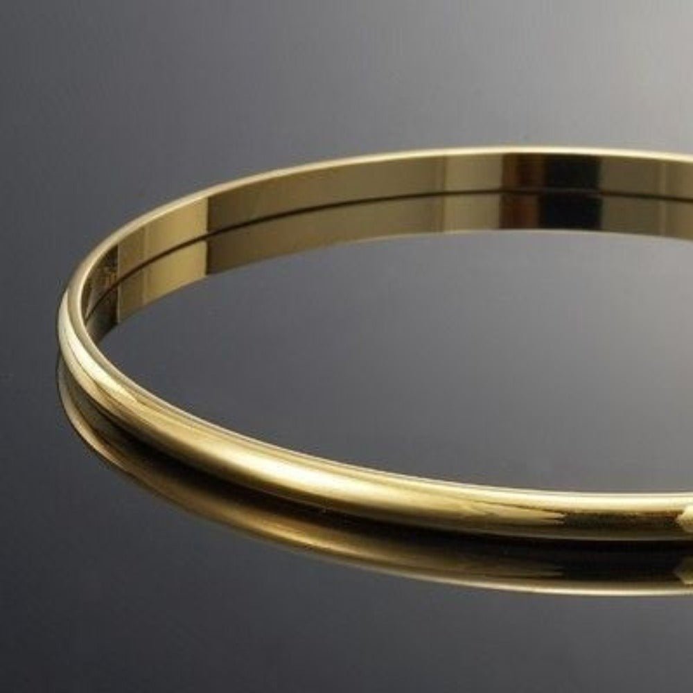 18ct Heavy Yellow Gold Plated Plain 3mm Bangle - USA Made - Brands N More