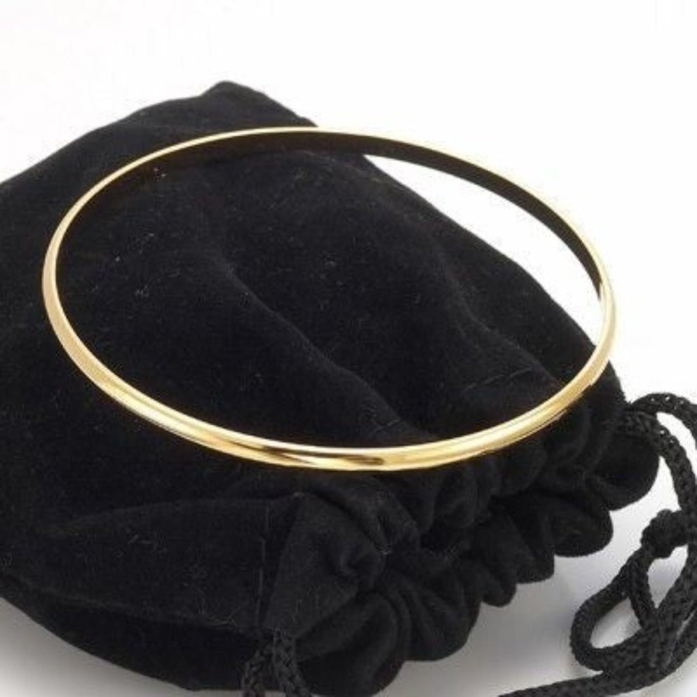 18ct Heavy Yellow Gold Plated Plain 3mm Bangle - USA Made - Brands N More