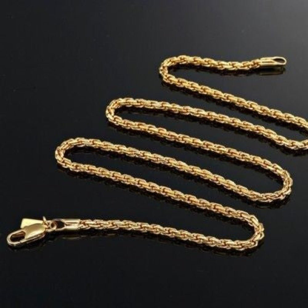 18ct Heavy Yellow Gold Plated Rope Chain Necklace - USA Made - Brands N More