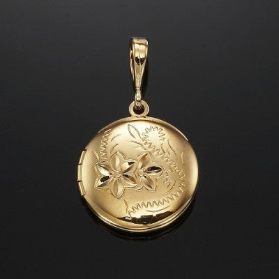 18ct Heavy Yellow Gold Plated Round Locket Pendant - USA Made - Brands N More