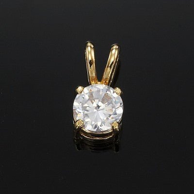 18ct Heavy Yellow Gold Plated Round Simulated Diamond Pendant - USA Made - Brands N More