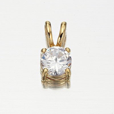 18ct Heavy Yellow Gold Plated Round Simulated Diamond Pendant - USA Made - Brands N More